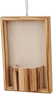 Suporte decorativo de parede em madeira para flores secas, ângulo frontal, fundo branco