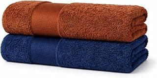 Kit de 2 toalhas de banho masculinas, cores marrom e azul, 500g/m², 100% algodão