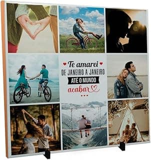 Quadro Personalizado com 8 Fotos e Mensagem Presente Namorados Criativo