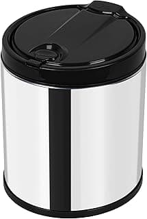 Lixeira para pia preta e prateada com tampa de clicar, 2,5L, aço inox