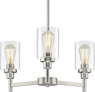 Lustre de níquel escovado com três luzes para sala de jantar