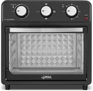 Fritadeira Air Fryer Bella Cuccina BCFR05 127V preta e prata com controles de temperatura e tempo