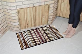 Tapete Marbella Eclipse Kilim Vitral Rayza Pathwork Multicor 0,48 X 0,90 m com estampa de listras multicoloridas