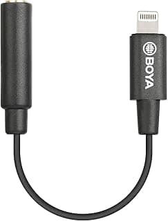 BOYA Cabo adaptador de microfone TRRS fêmea de 3,5 mm para conector Lightning certificado MFi, adaptador de fones de ouvido para iPhone 12 Mini 12 Pro Max 11 Pro Max X XR XS iPhone 7 7P 8 8P
