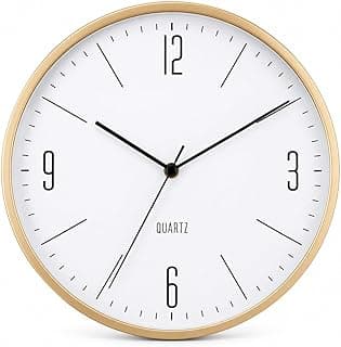 Relógio de Parede Silencioso 30cm Dourado em Alumínio com Ponteiro Contínuo Sem Ruído Design Minimalista Moderno Redondo para Sala Quarto Cozinha Escritório