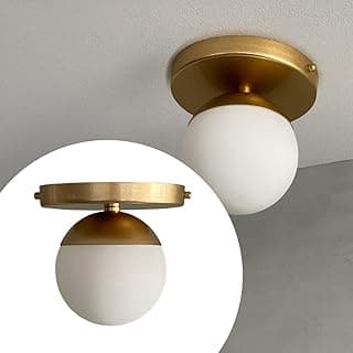 Luminaria Plafon de Teto Moderna Estilo Dama com Globo de Vidro Fosco 10cm para Sala Quarto Corredor Banheiro Iluminação Decorativa (Dourado)