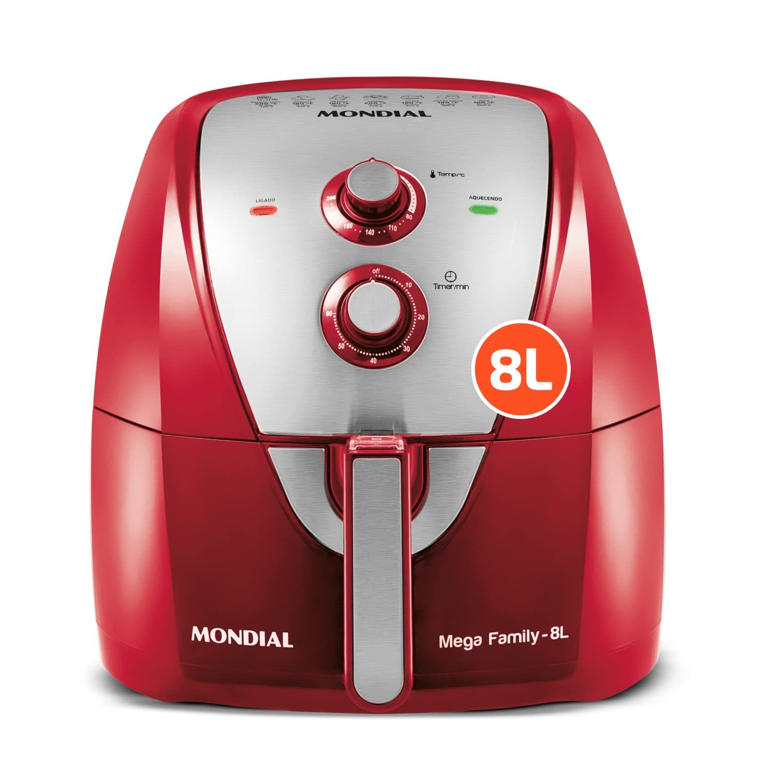 Fritadeira sem Óleo Mondial AFN-80-RI Air Fryer 8L Vermelho Inox 220V