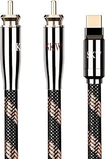 SKW Cabo de áudio USB C para 2 RCA Cabo adaptador Y tipo C audiófilo para plugue macho 2RCA compatível com iPad Pro, MacBook, Samsung 3,2 pés/1M