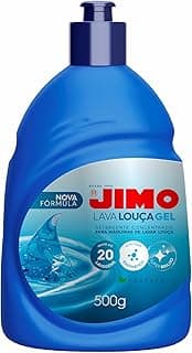 Detergente JIMO Lava Louca Gel 500g, nova fórmula, azul, 20 lavagens
