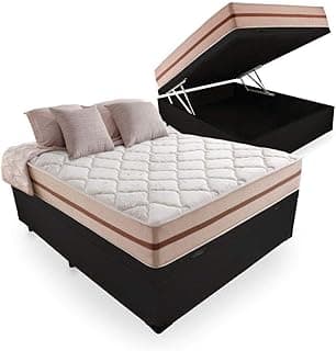 Cama box com baú e colchão de molas ensacadas Anjos Classic, cor preta com detalhes marrons