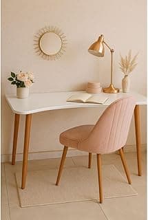 Escrivaninha para Estudo e Home Office em MDF com Pés de Madeira, Mesa Compacta para Quarto e Escritório(Off White)