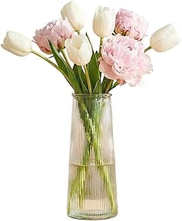 Vaso de vidro transparente de 20 ml, boca larga, cilindro alto, vaso floral para decoração de casa, vaso de vidro, mesa de festa de casamento