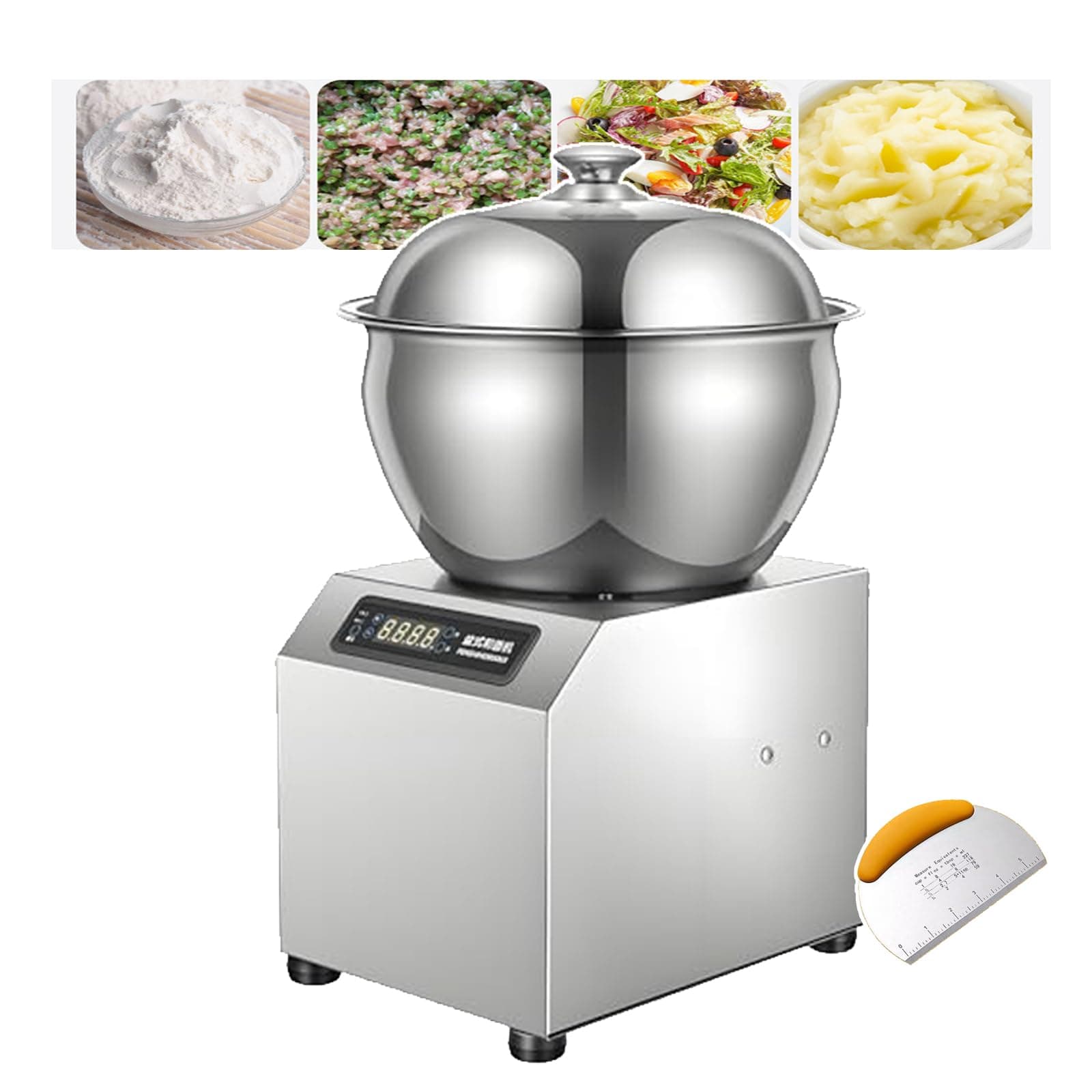 Amassadeira Espiral de Bancada KKSOUFX Motor 1800W Capacidade 5 a 8 kg Prata