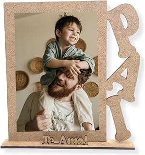 Porta retrato personalizado 'PAI Te Amo!' com foto de pai e filho