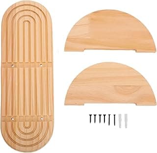 Ymiko Prateleira de Parede Boho Prateleira Flutuante de Madeira Suspensa Com Design de para Sala de Estar, Quarto, Decoração Moderna (Castanho claro)