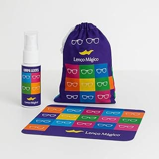 Kit Limpeza Óculos Lenço Mágico com Spray Ecológico, Flanela e Saquinho Sustentável