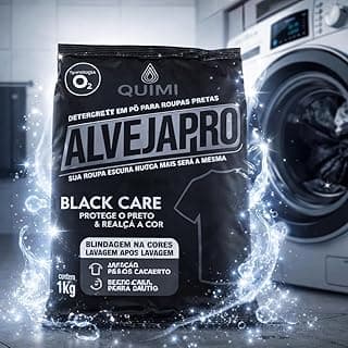 AlvejaPro Black Detergente em Pó 1kg para Roupas Pretas – Mantém a Cor Intensa, Evita Desbotamento, Limpeza Profunda sem Manchas (Tira Manchas Preto)