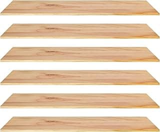 Kit 6 Prateleiras de Madeira Sem Suporte 60x19cm Tabua de Pinus Natural Painel para DIY, Decoração