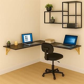 Mesa Suspensa em L para Computador e Notebook 90x30cm | Escrivaninha de Parede Industrial MDF para Home Office Gamer(Branco)