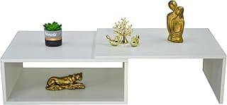 Mesa de Centro Retangular para Sala Estar Apoio Decorativa MDF (Branco)