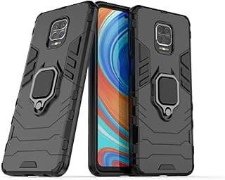 Capa protetora magnética preta com suporte giratório para Xiaomi Redmi Note 9S, Note9 Pro, Note 9 Pro Max