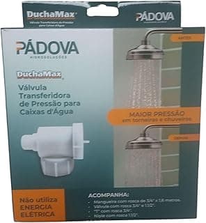 Válvula Transferidora de Pressão para Caixa de Água DuchaMax, embalagem com detalhes e informações técnicas