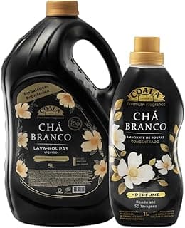 Kit Coala Chá Branco, lava-roupas líquido 5L e amaciante concentrado 1L