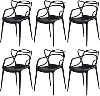 Kit de 6 cadeiras pretas para cozinha e varanda, design ergonômico, Allegra Master