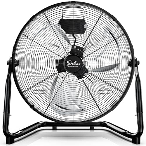 Ventilador de piso industrial Simple Deluxe, preto, três velocidades, metal resistente