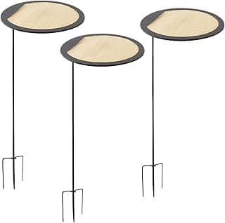 Protetor solar retrátil para vasos de flores com base de bambu e suporte de metal preto