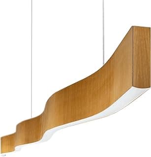 Lustre pendente retangular de madeira com LED integrado, 150cm, SNK 02