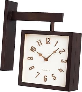 Baoblaze Relógio de parede de canto criativo, silencioso e elegante, com design decorativo de dupla face para uso doméstico, em hotéis e salas de jantar, Marrom Escuro
