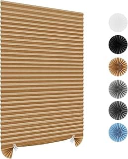 MALOKI Persianas de janela plissadas, persianas temporárias sem fio, filtro de luz, tecido plissado, persiana escurecimento para escritório, sala de estar, quarto - 89 x 189 cm (serve para janelas de