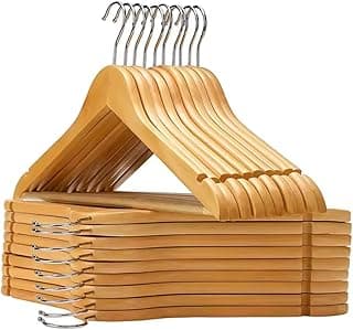 【Cozena】 Kit 10 Unidades Cabide de Madeira Premium – Elegância, Resistência e Organização - Gancho metálico resistente e giratório - Evita marcas, vincos e deformações