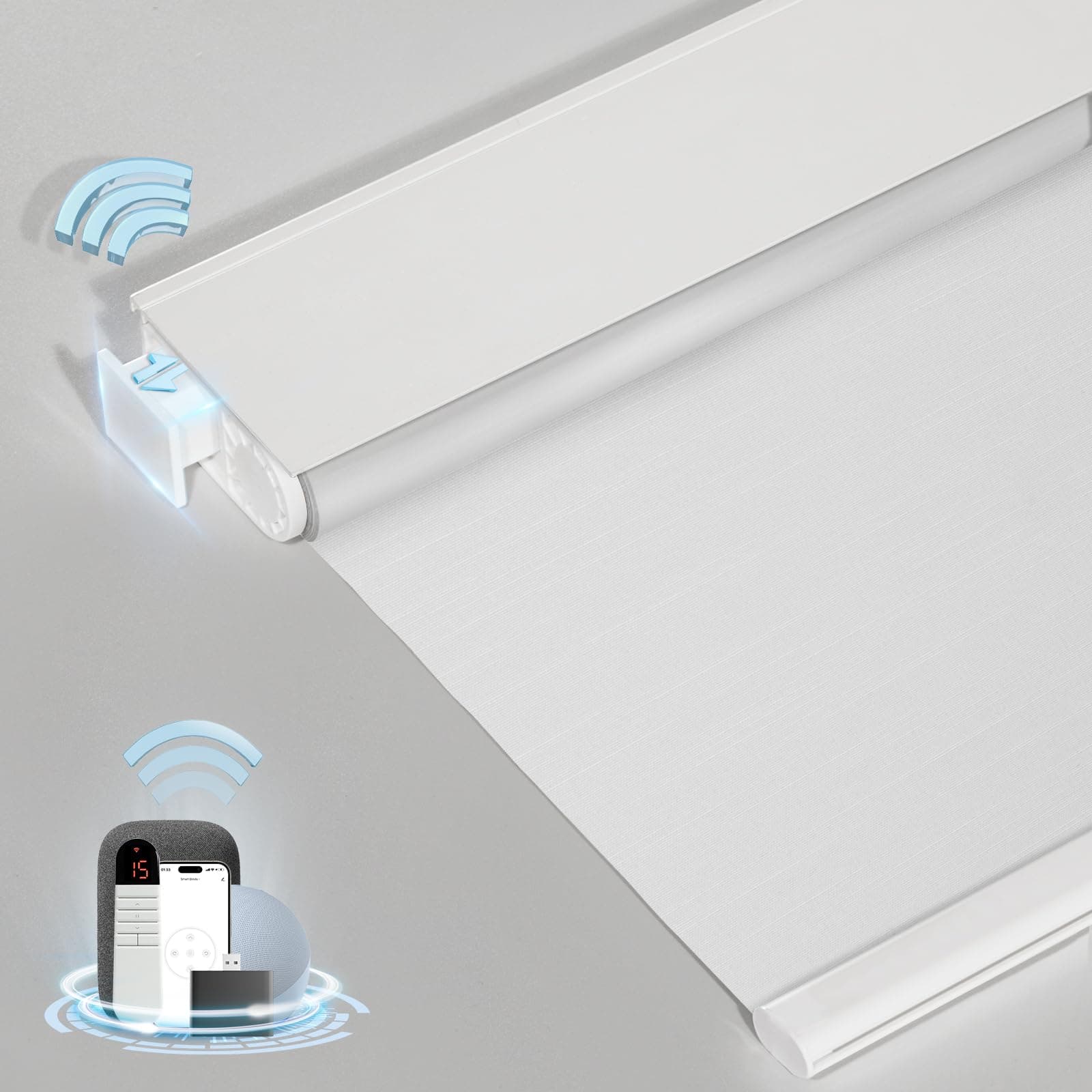 Persiana Motorizada Inteligente com Controle Remoto Blackout 29x72 Branca 1 Unidade