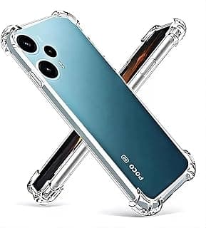 Capa transparente para smartphone POCO F4 GT com bordas metálicas, cor azul claro