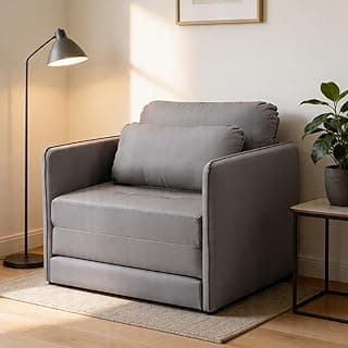 Poltrona Cama Solteiro Retrátil 1 Lugar 102cm Zora K01 Linho Soft Grafite - Lyam Decor