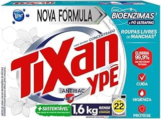 Caixa de Tixan Ypê Lava Roupas em Pó Antibac 1,6Kg com nova fórmula