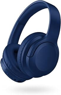 Fone de ouvido Bluetooth 5.3 azul, cancelamento de ruído, microfone integrado, ajustável