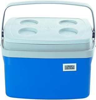 Caixa Térmica Cooler 12 litros azul e branca com termômetro digital