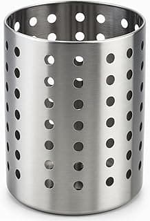 Porta Utensílios De Cozinha Escorredor De Talheres Porta Talheres Suporte De Talheres Redondo Prata Inox Organizador De Pia Suporte Escorredor Vazado Para Espátulas Colheres Conchas Multiuso