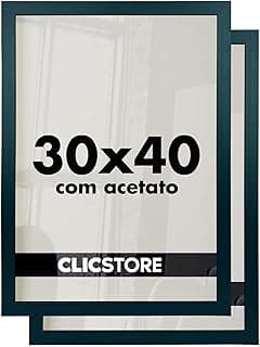 Kit 2 Moldura 30x40 Foto Quadro Parede Acetato Poster Porta Retrato Diplomas Certificado Fotografia Madeira Cartazes MDF