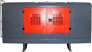 Compressor de ar de parafuso elétrico móvel de grau industrial, cinza e vermelho