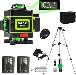 Nível Laser 16 Linhas Verde da Hilda com baterias, controle remoto, tripé e acessórios