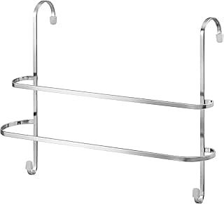 Porta toalha duplo cromado com dois ganchos, suporte para box sem furo.