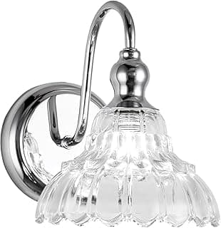Arandela cromada moderna com cúpula de vidro transparente para banheiro