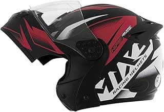 Capacete esportivo vermelho fosco e preto com viseira transparente, etiqueta 'HIPER RACING HELMETS'.