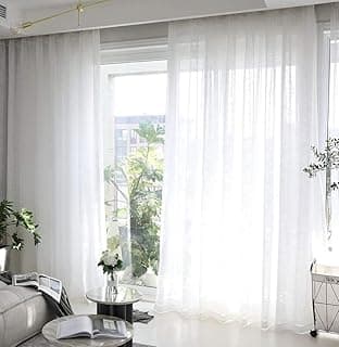 Cortina branca de linho flame gaze trilho suíço 4,00x2,80 metros