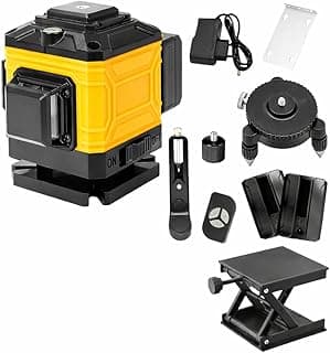 Nível a laser profissional 3D, 12 linhas, com controle remoto, base magnética e suporte elevatório
