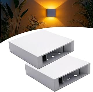 Kit 2 Arandela Parede Interna Externa 2 Friso C/Led Branco (Branco Quente) iluminando parede laranja